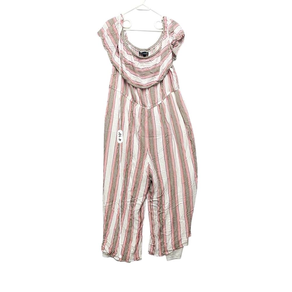 Lane Bryant Convertible Off-The-Shoulder Jumpsuit Malibu Dots Sz 22/24 Boho‎